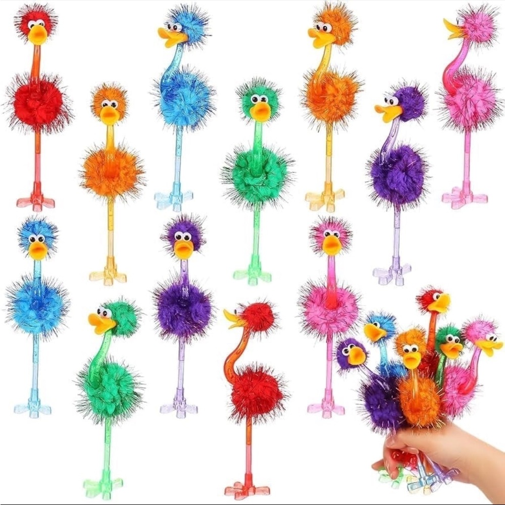 Colorful Fluffy Bird ink Pen